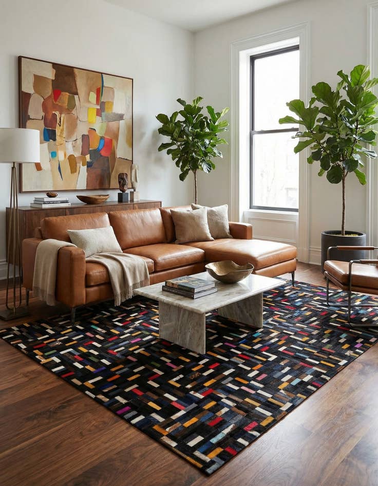 Detail image of 5' 1 x 7' 11 Cowhide - Patchwork Rug