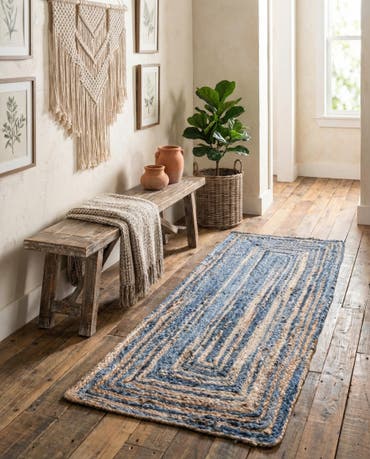  2' 6 x 6' 1  Hand Braided Chindi Runner Rug