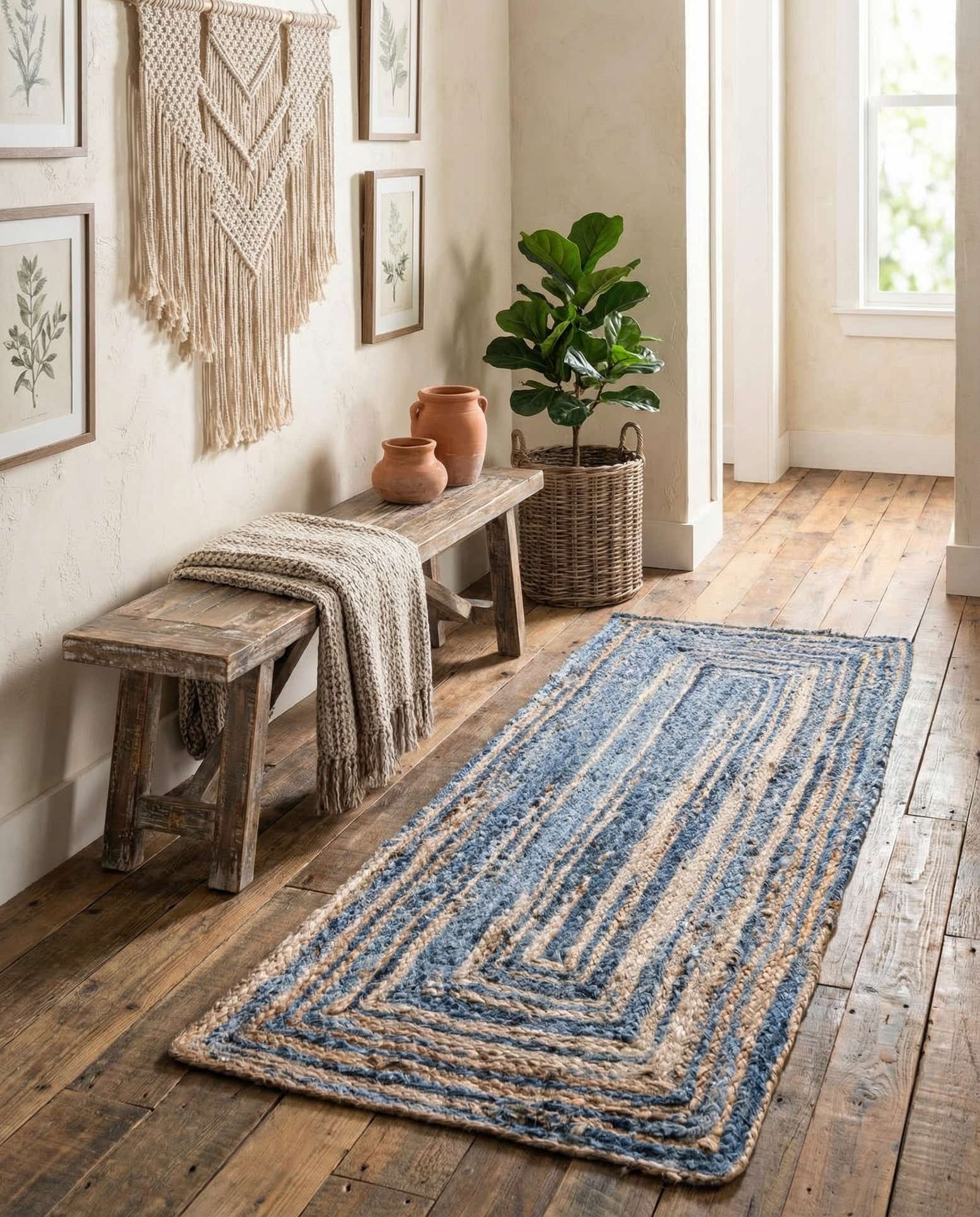 75cm x 185cm Handgefertigt Braided Chindi Läufer Teppich