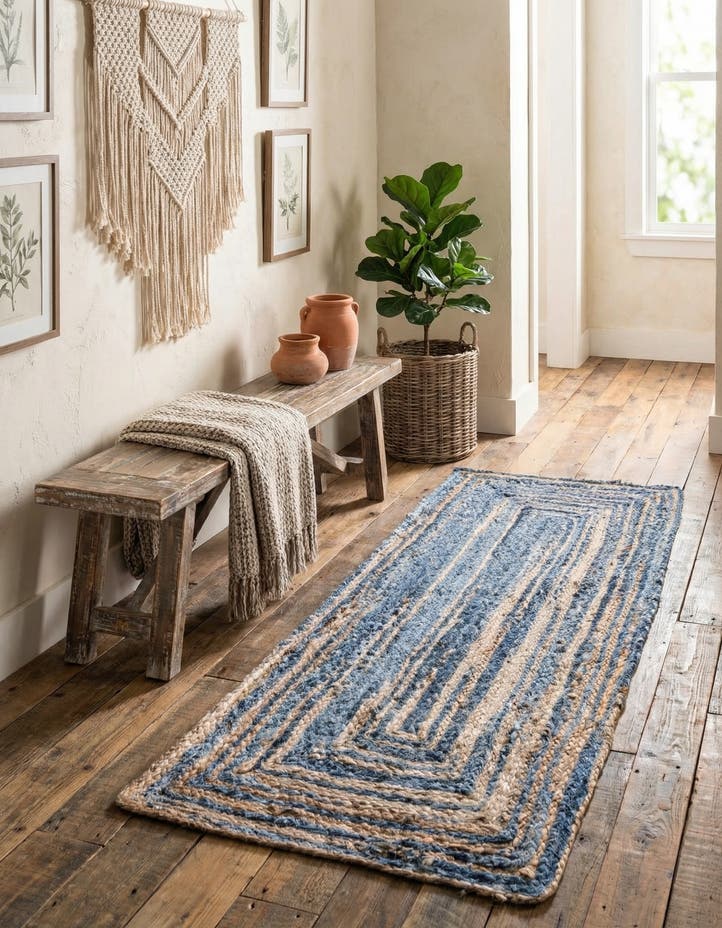 2' 6 x 6' 1 Handmade Braided Chindi Runner Rug
