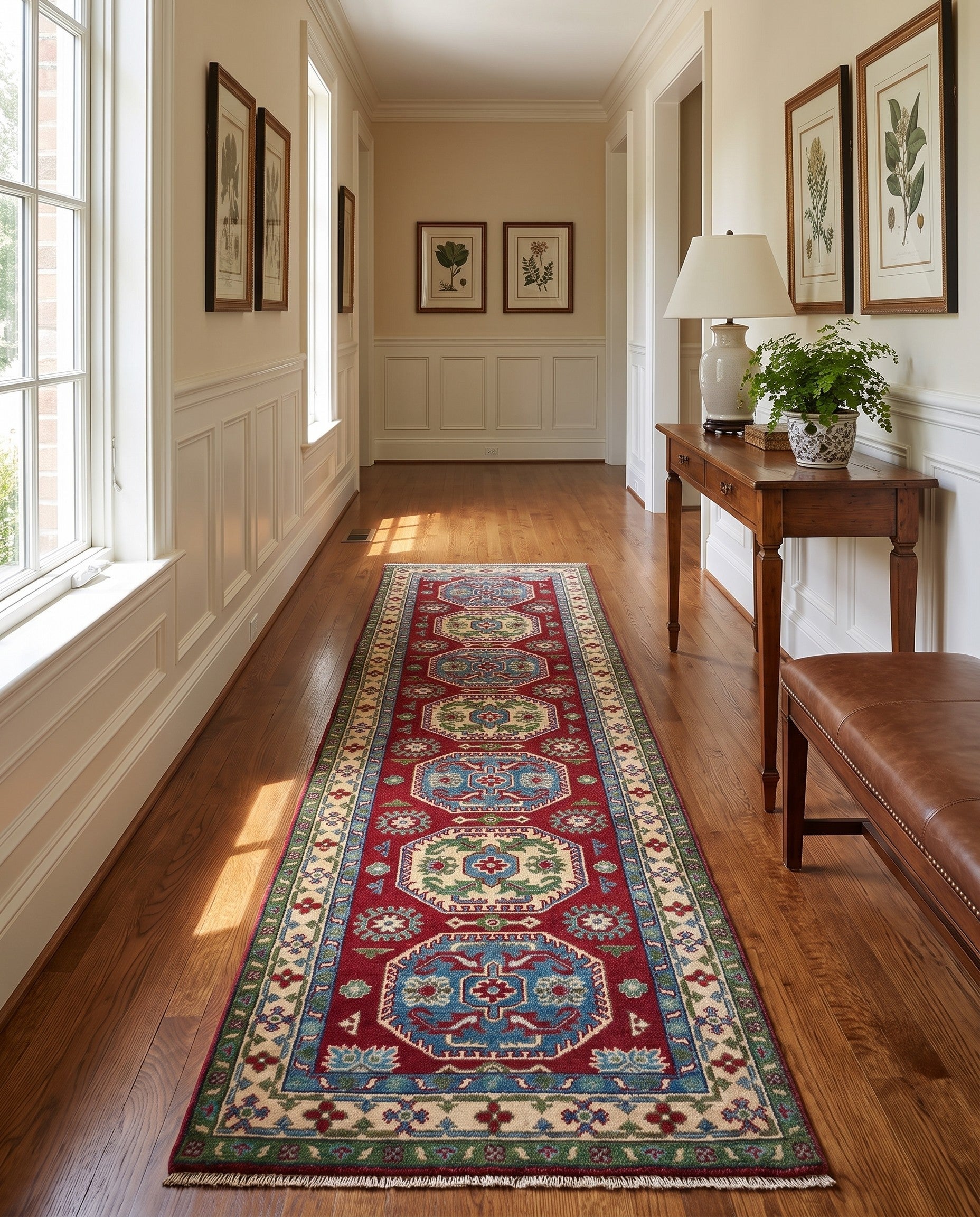 80cm x 300cm Hand Knotted Kazak Runner Rug