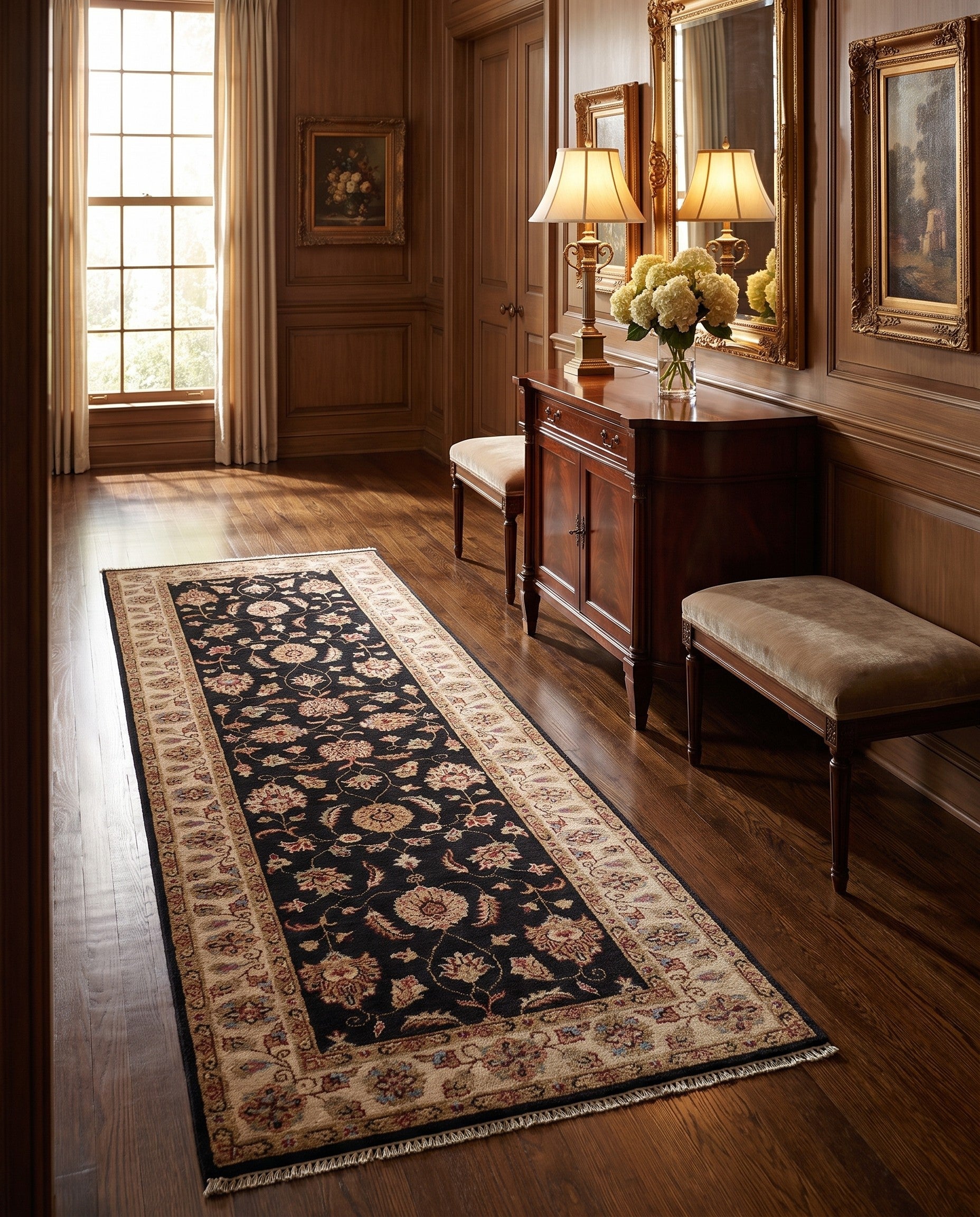 2' 9 x 8' Hand Knotted Peshawar Ziegler Runner Rug