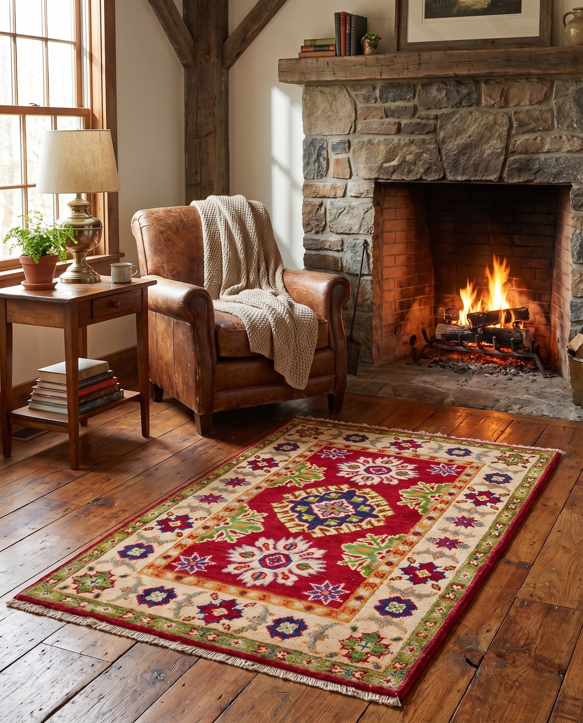 1' 11 x 3' 4 Hand Knotted Kazak Rug