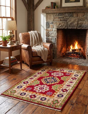 1' 11 x 3' 4 Hand Knotted Kazak Rug