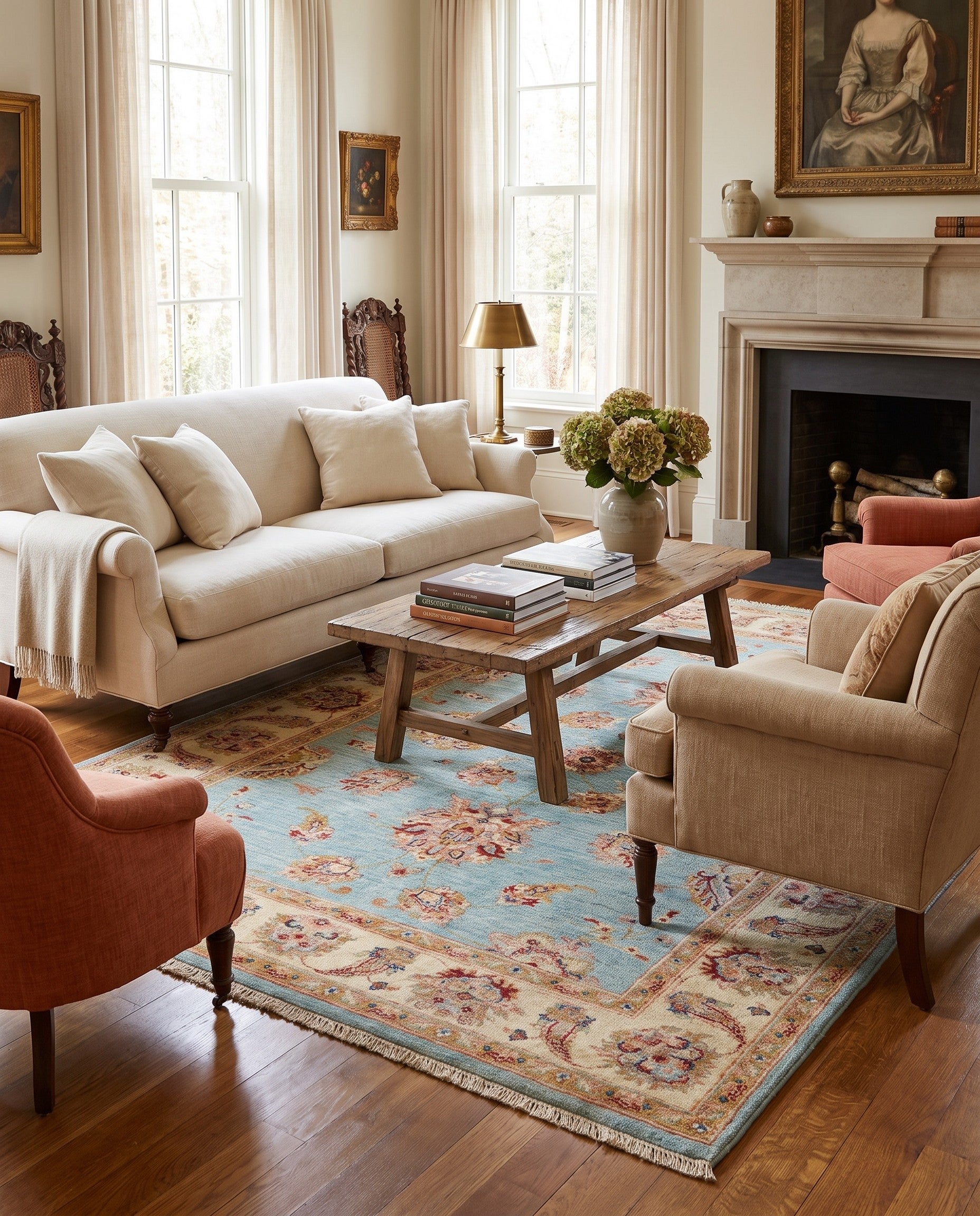 5' 1 x 6' 4 Hand Knotted Ziegler Rug