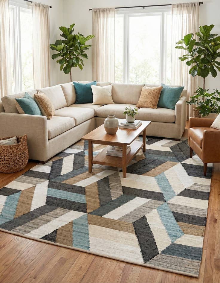 Detail image of 9' x 12' Hand Braided Chindi Cotton Rug