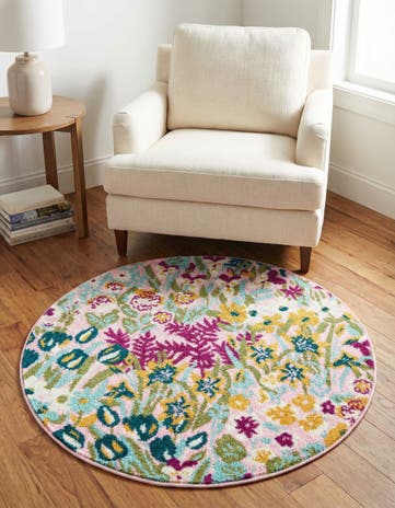Pink Bloom Round Rug