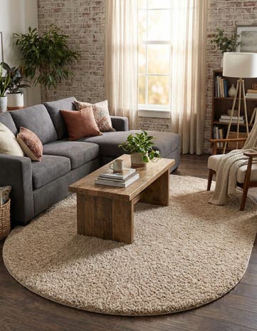 Taupe Everyday Shag Oval Rug