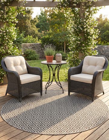 Green Easy-Clean Jill Zarin Indoor / Outdoor Round Rug