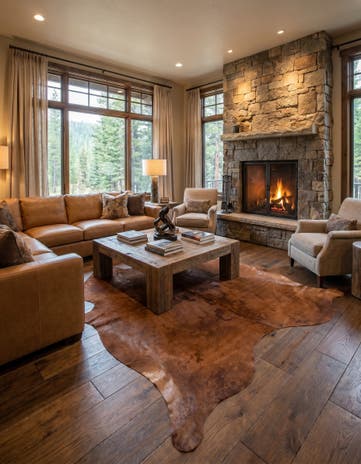 6' 8 x 6' 8 Cowhide Leather Square Rug