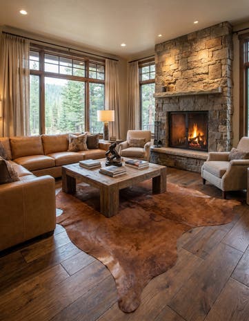 6' 8 x 6' 8 Cowhide Leather Square Rug