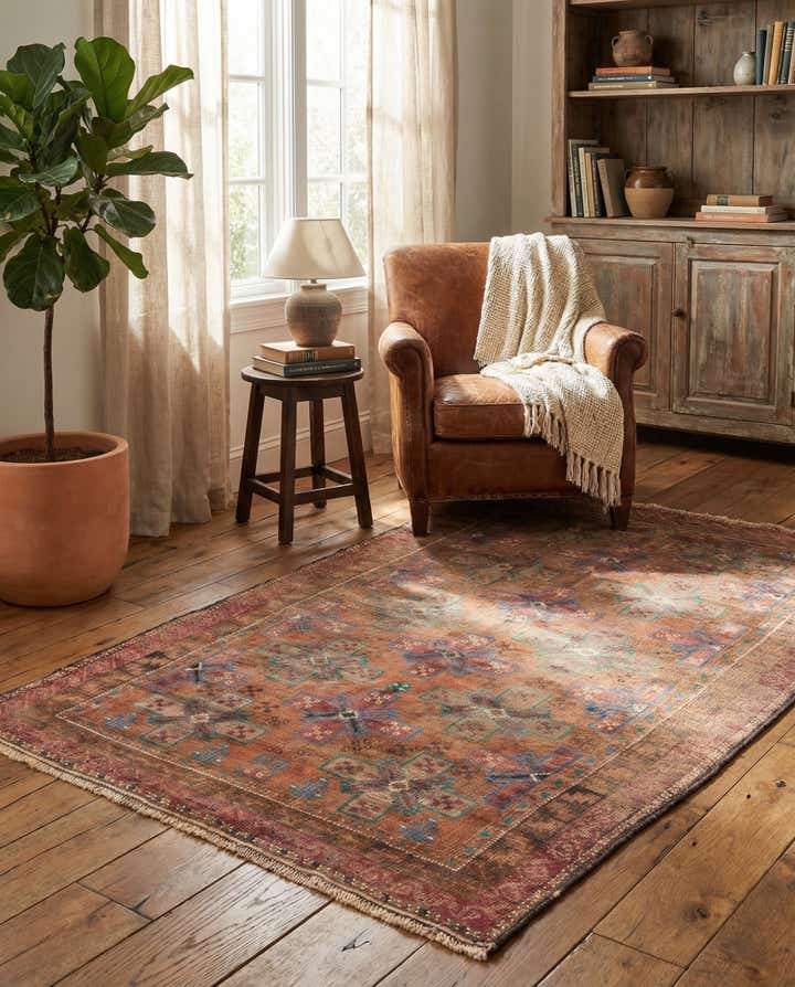 3' 7 x 5' 10 Hand Knotted Ultra Vintage Persian Wool Rug