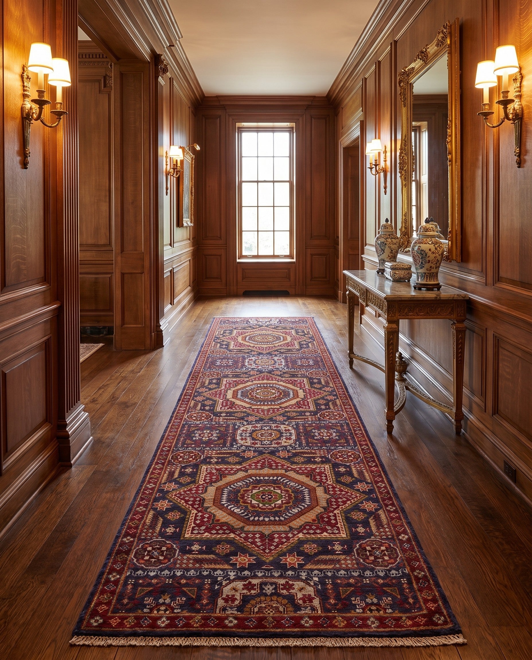 2' 9 x 9' 9 Hand Knotted Mamluk Ziegler Runner Rug