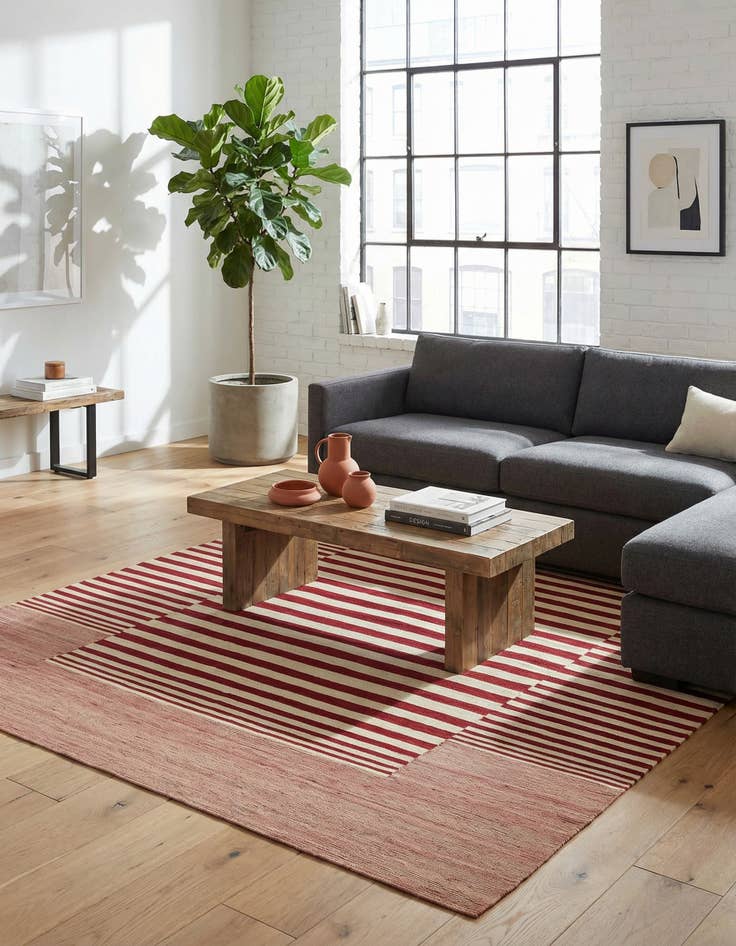 Detail image of 6' x 7' 5 Hand Woven Kilim Modern Wool Square Rug