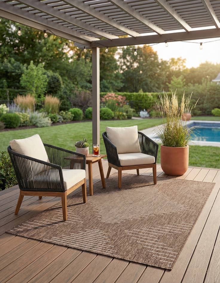 Detail image of 4' x 6'  Washable Modern Indoor / Outdoor Rug