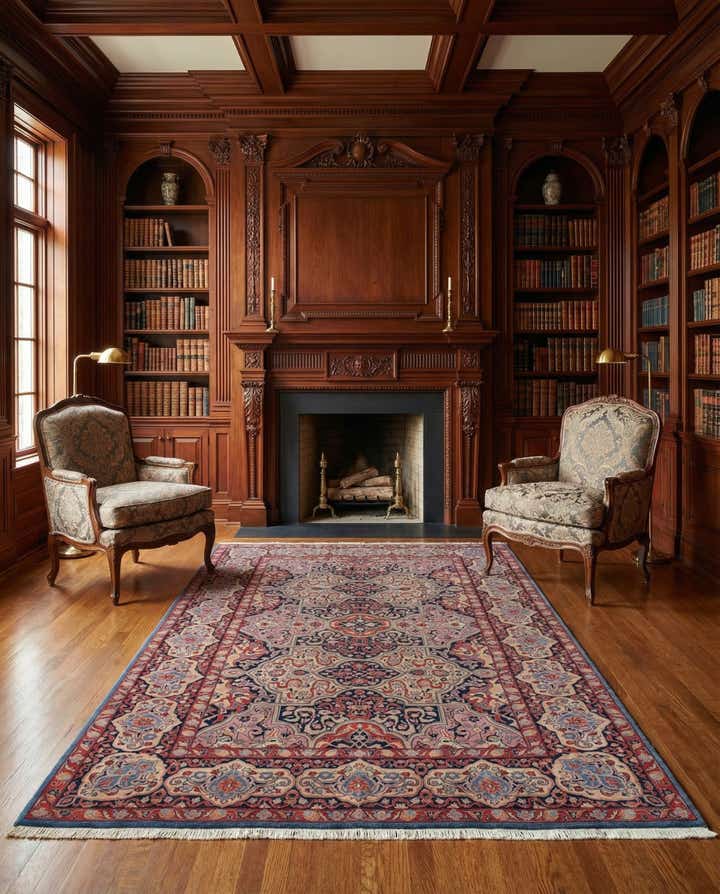 4' 5 x 6' 6 Hand Knotted Kashan Persian Rug