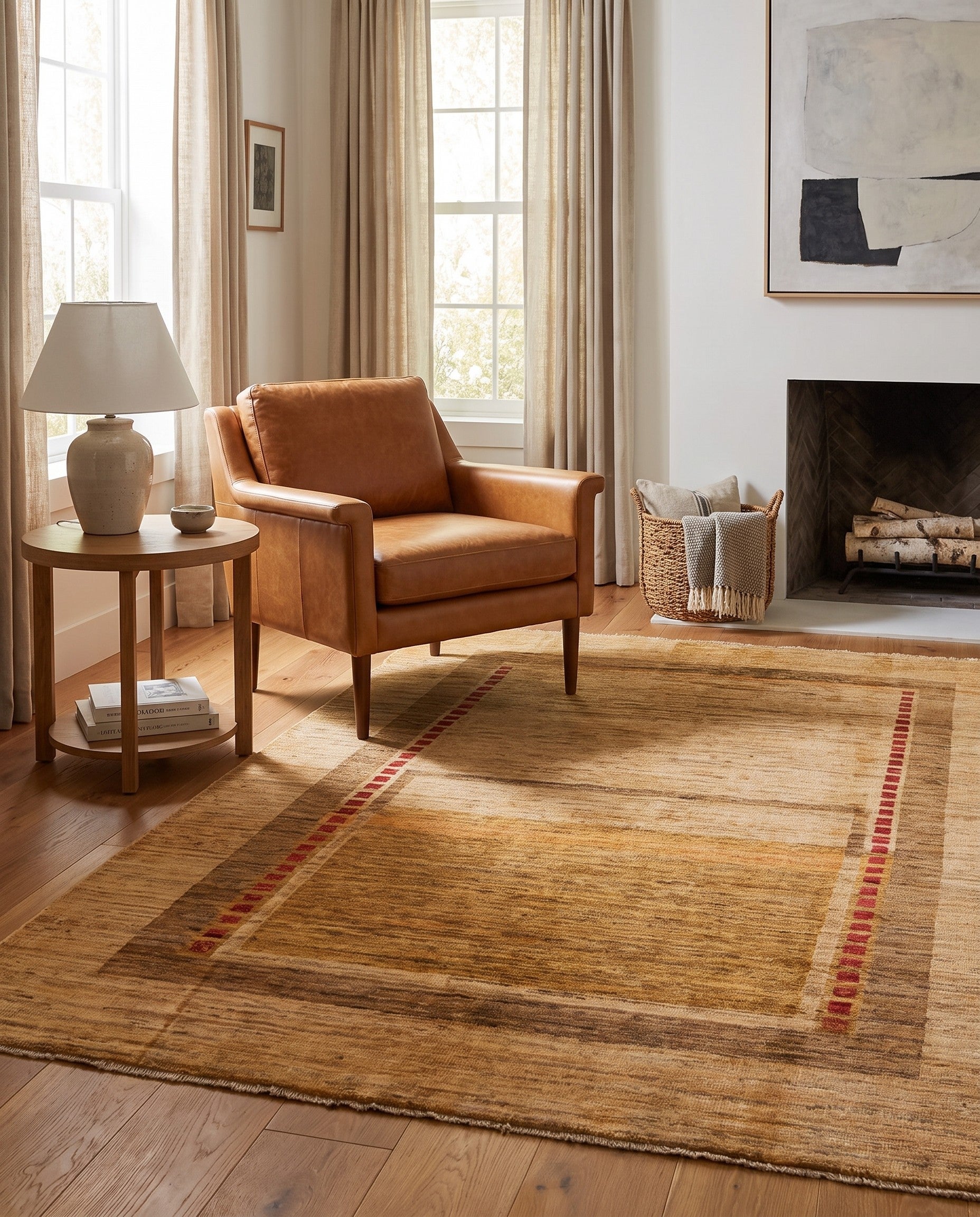 4' x 5' 7 Hand Knotted Modern Ziegler Rug