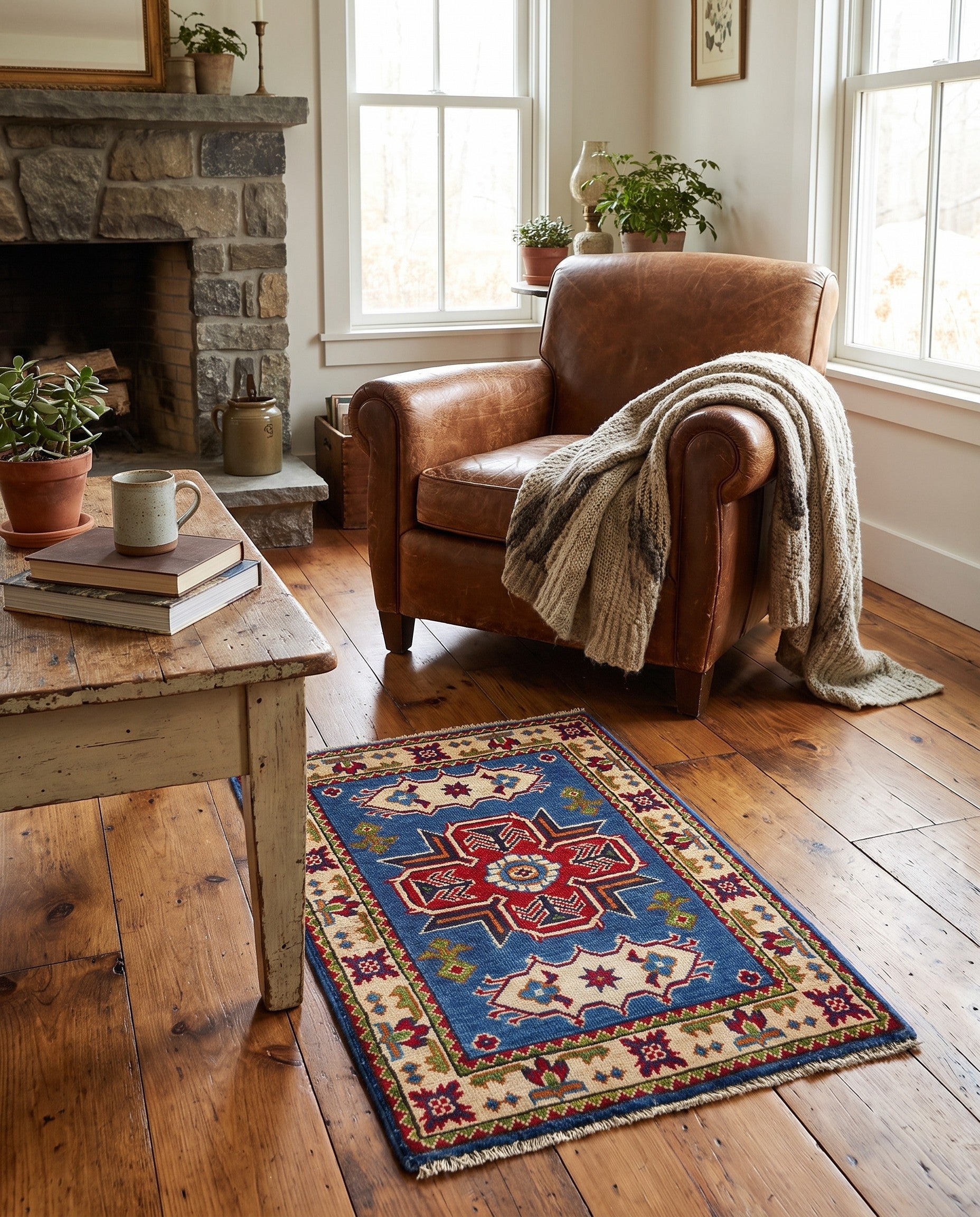 2' x 3' Hand Knotted Kazak Rug