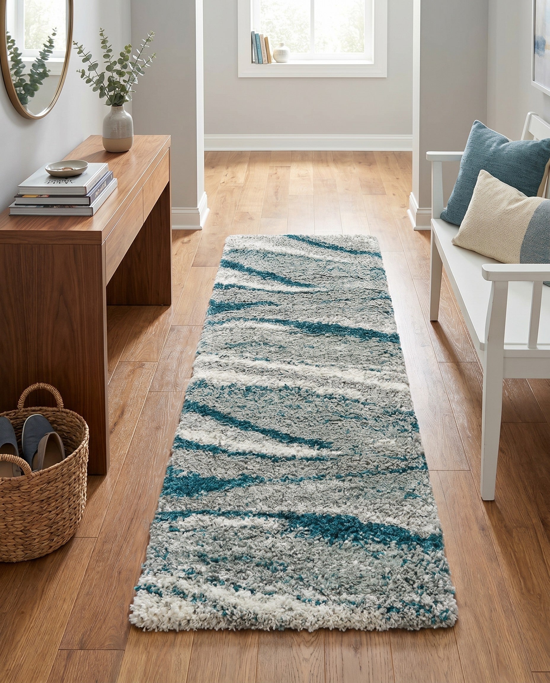 Teal Soft Touch Shag Runner Rug