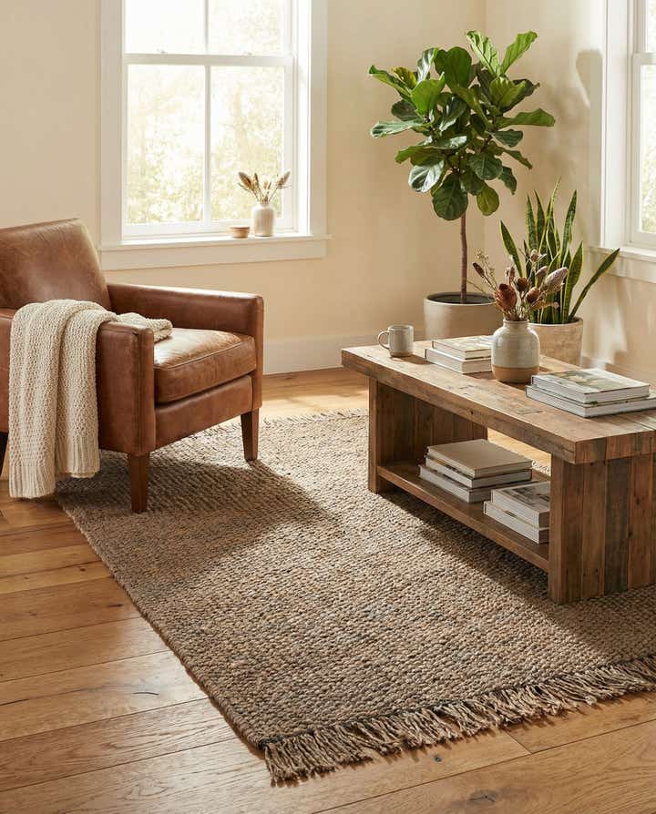 5' 1 x 8' Hand Woven Chunky Jute Rug