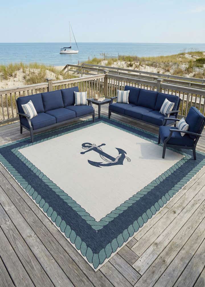 10' x 10' Easy-Clean Coastal Indoor / Outdoor Square Rug