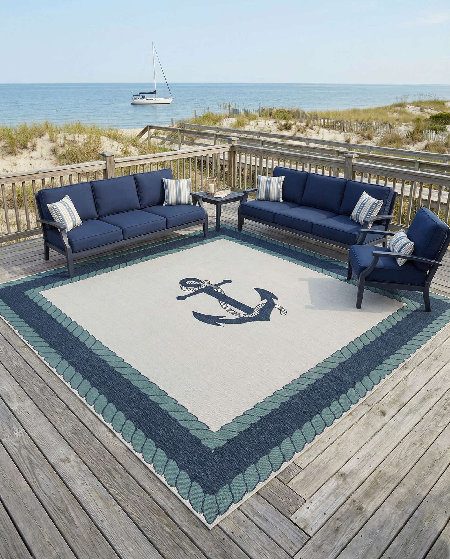 10' x 10' Easy-Clean Coastal Indoor / Outdoor Square Rug