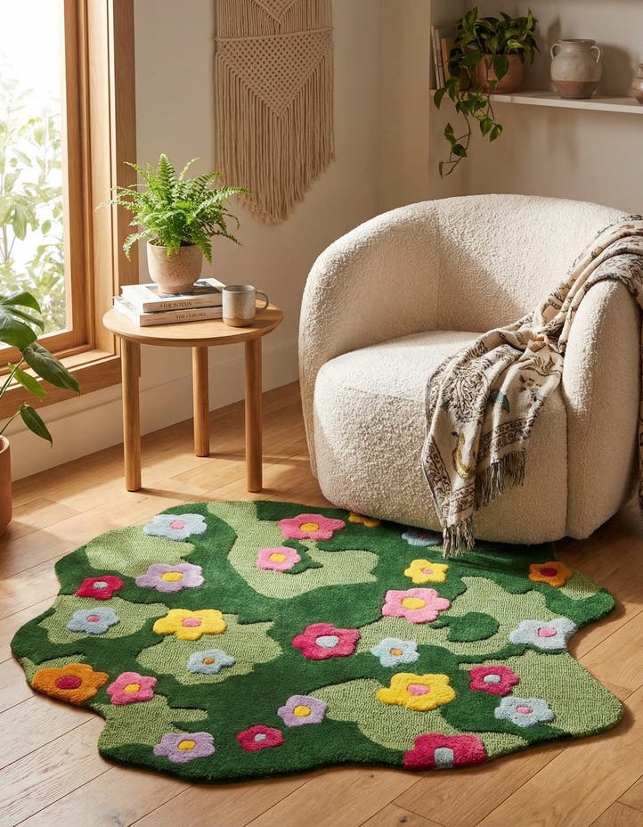 4' 1 x 4' 1 Happy Rugs Moss Funky F...