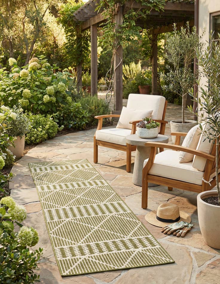 Detail image of 2' x 6'  Washable Trellis Indoor / Outdoor Runner Rug