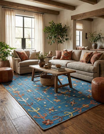 5' 10 x 7' 7 Hand Woven Kilim Suzani Wool Rug