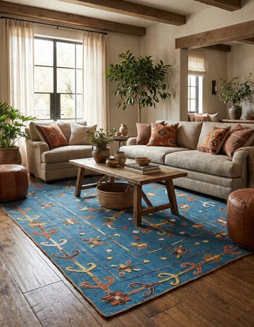5' 10 x 7' 7 Hand Woven Kilim Suzani Wool Rug