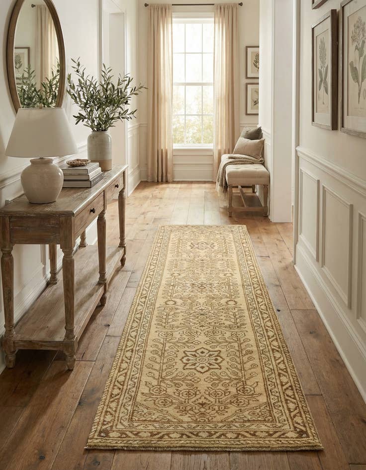 Detail image of 2' 9 x 9' 5 Hand Knotted Oushak Wool Runner Rug