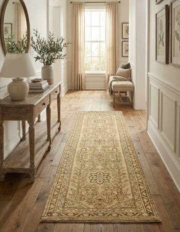 2' 9 x 9' 5 Hand Knotted Oushak Wool Runner Rug