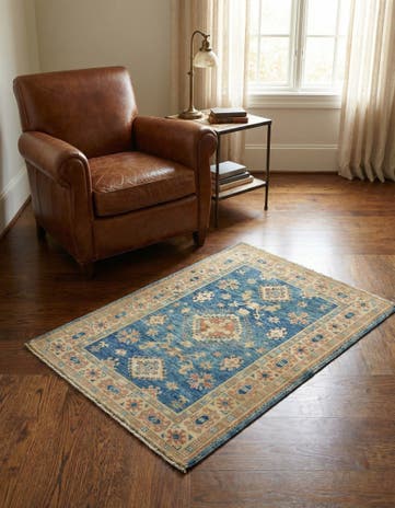 3' 4 x 4' 10 Hand Knotted Oushak Wool Rug