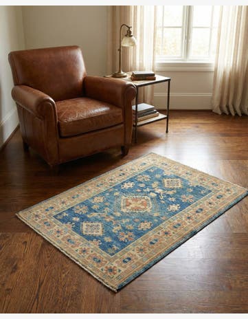 3' 4 x 4' 10 Hand Knotted Oushak Wool Rug