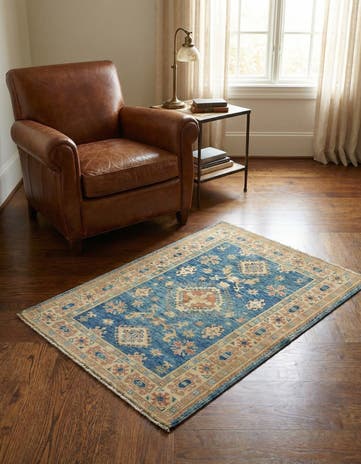 3' 4 x 4' 10 Hand Knotted Oushak Wool Rug