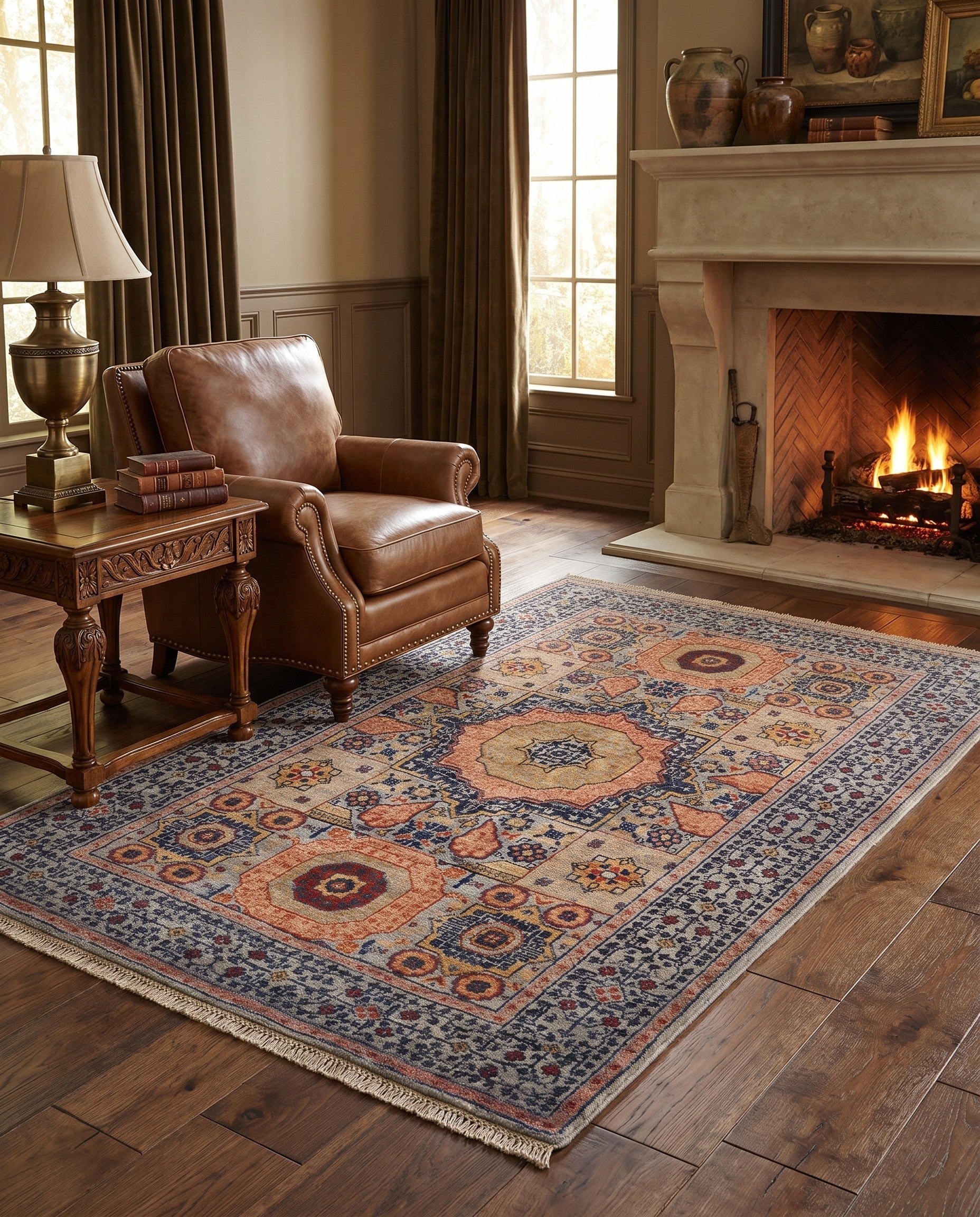 3' 7 x 5' 1 Hand Knotted Mamluk Ziegler Rug