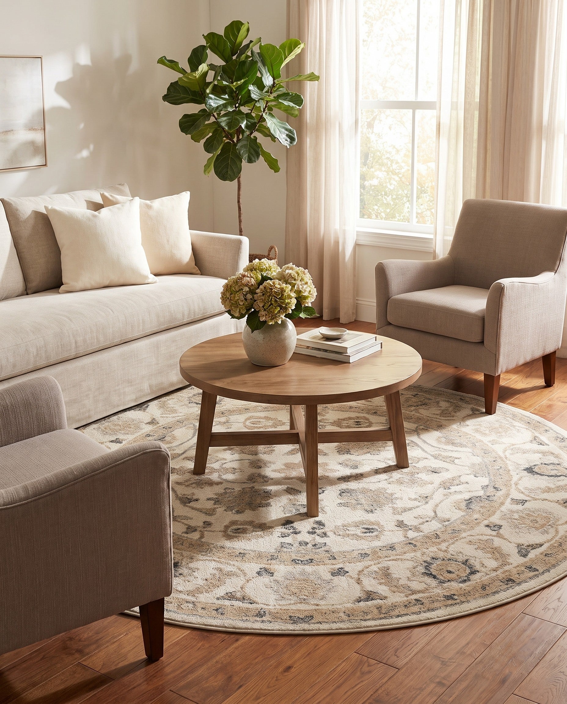 Ivory Aurelia Round Rug
