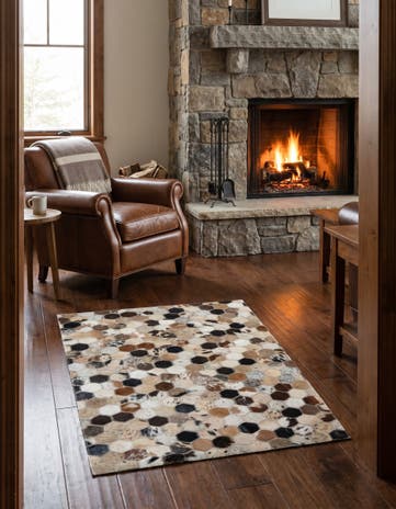 2' x 3' 1 Cowhide Leather Rug