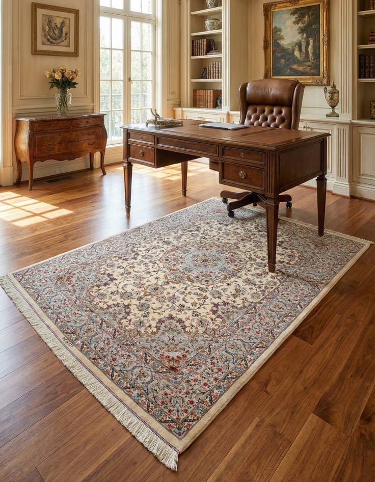 Detail image of 4' 3 x 6' 7 Ghom Silk Rug