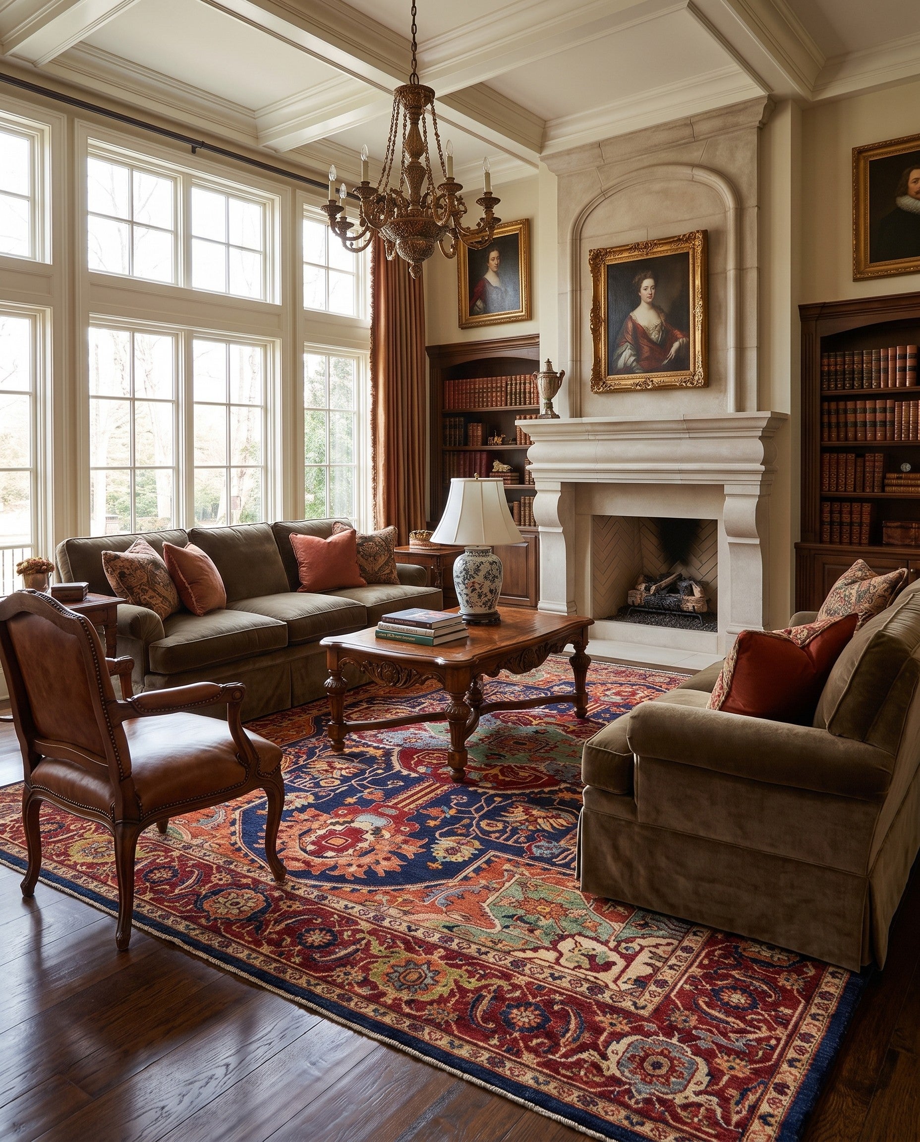 9' x 12' 6 Hand Knotted Heriz Rug