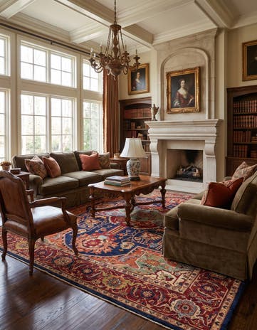 9' x 12' 6 Hand Knotted Heriz Rug