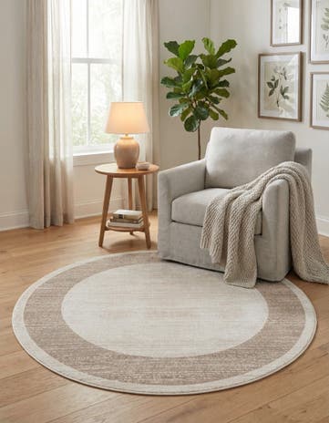 Jill Zarin Beige Uptown Yorkville Round Rug