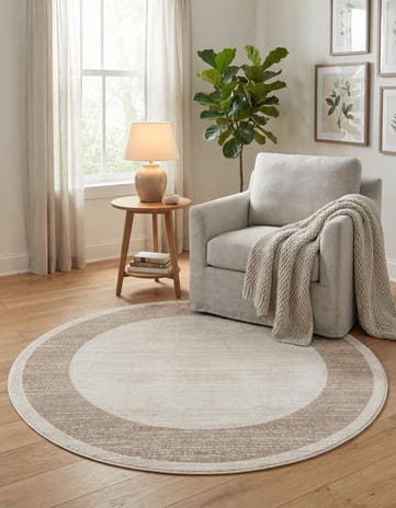 Jill Zarin Beige Uptown Yorkville Round Rug