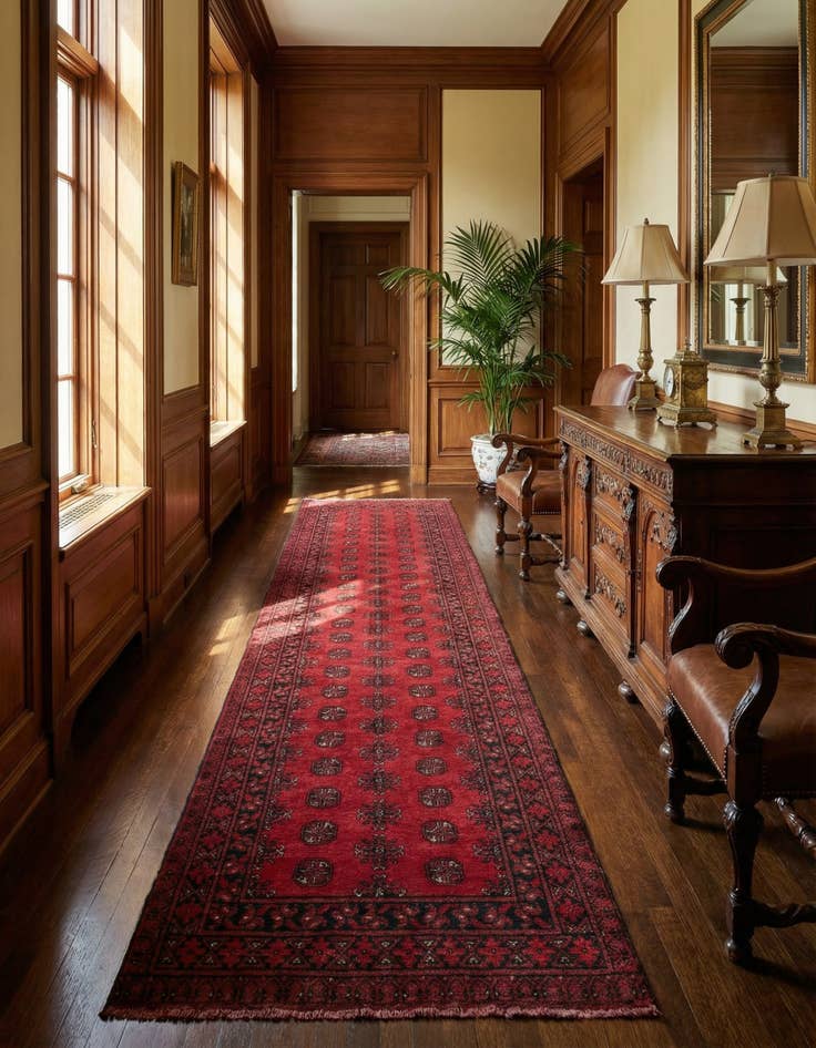 Detail image of 2' 8 x 15' 7 Hand Knotted Afghan Akhche Wool Runner Rug