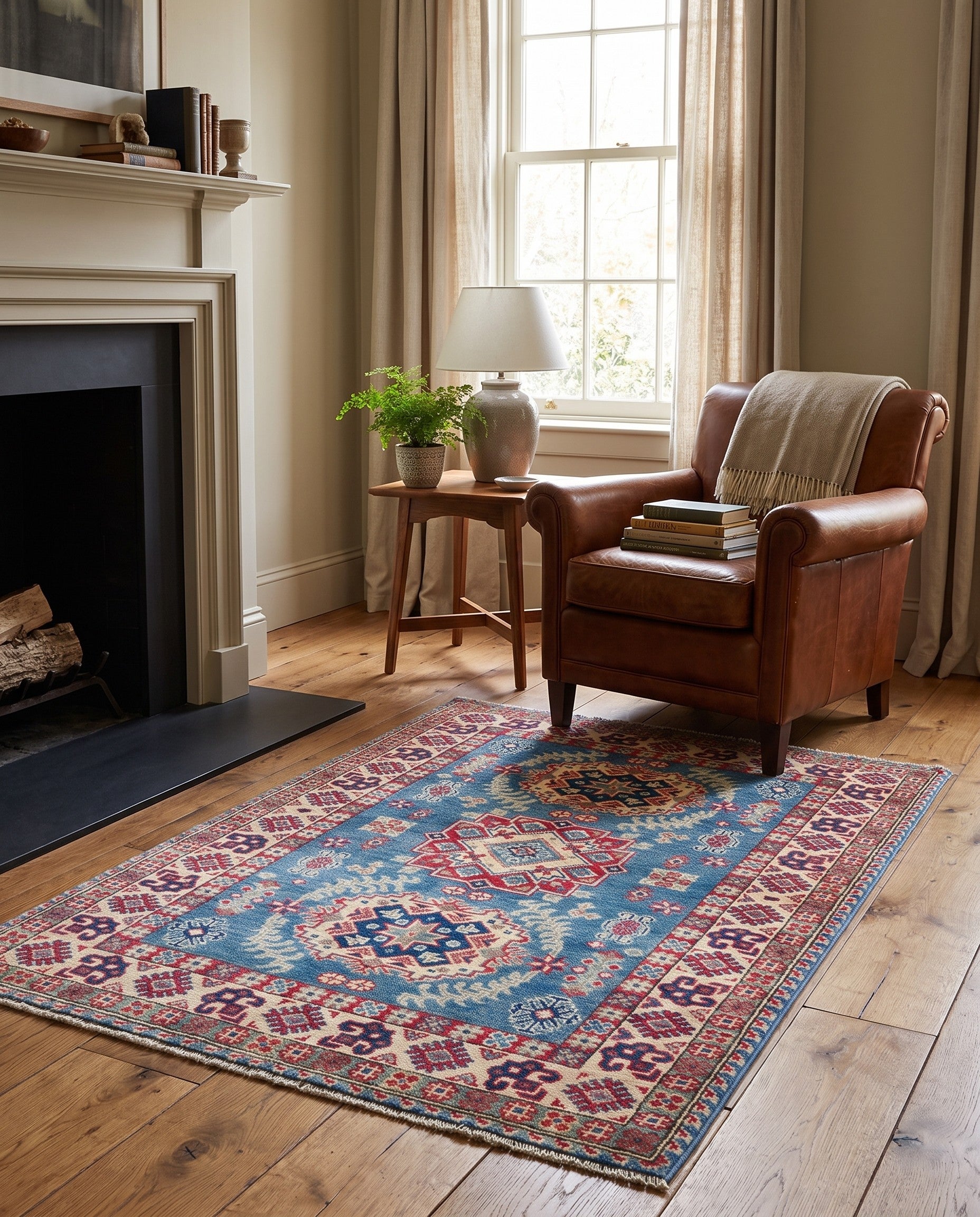 3' 7 x 4' 11 Hand Knotted Kazak Rug