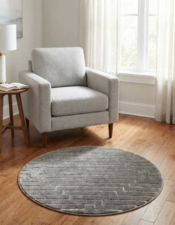 Gray and Silver Vogue Geo Round Rug