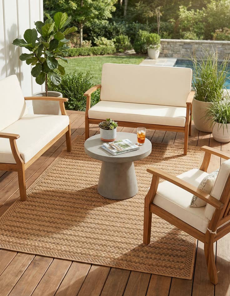 Detail image of 4' x 6'  Washable Border Indoor / Outdoor Rug