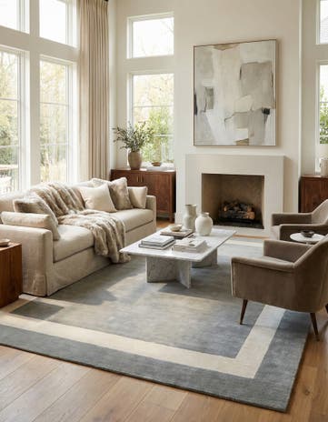 Earl Gray Jill Zarin Border Wool Rug