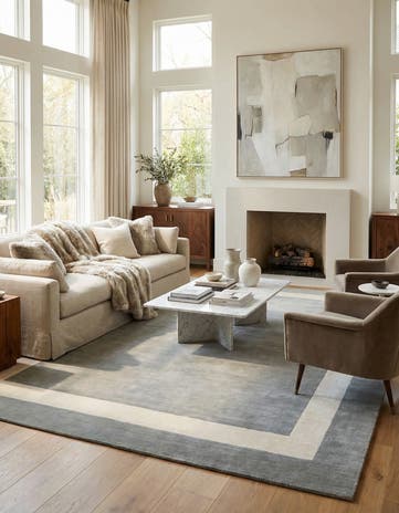 Earl Gray Jill Zarin Border Wool Rug