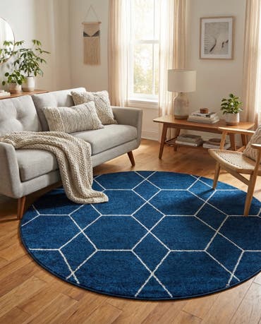  6' x 6' Lattice Frieze Round Rug
